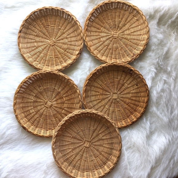 Vintage Other - Vintage Boho Wicker Plates Baskets
